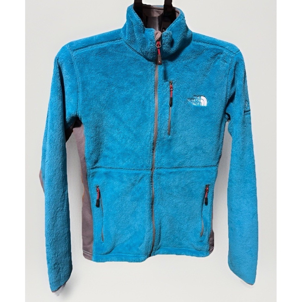 The North Face Womens Medium Plush Fleece Jacket Coat Aqua Blue‎ Summit Series